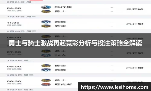 勇士与骑士激战再起竞彩分析与投注策略全解读