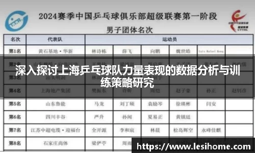 深入探讨上海乒乓球队力量表现的数据分析与训练策略研究